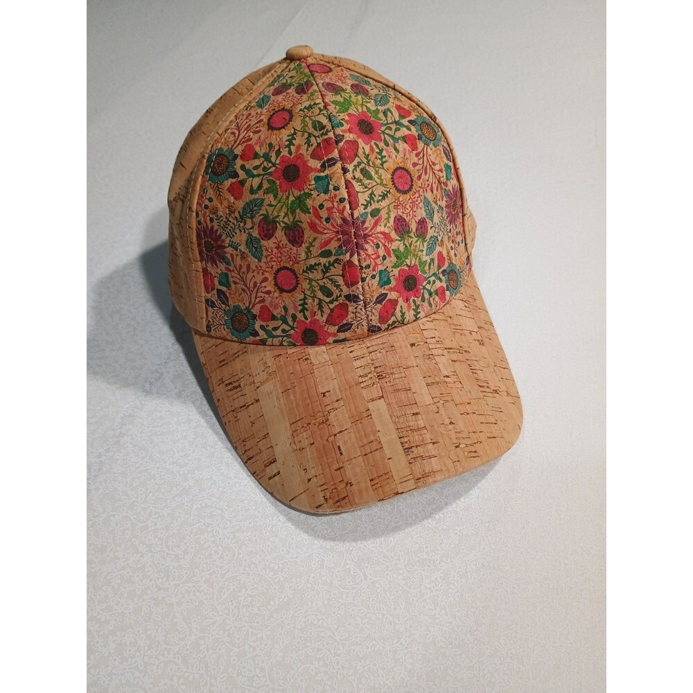 Natural Cork Baseball Cap Floral Print Eco Friendly Vegan Adjustable Hat